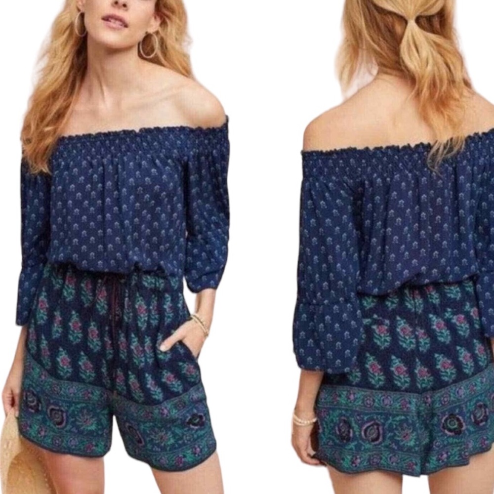 ETT TWA Anthropologie Off Shoulder Kaleo Romper